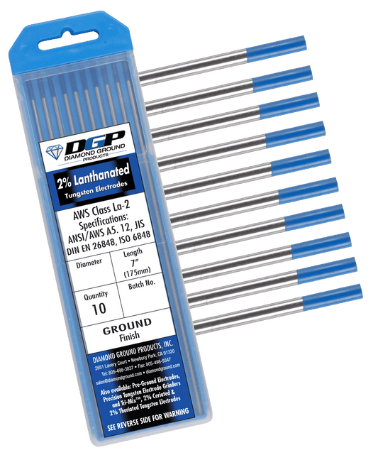 DGP 2% Lanthanated Tungsten Electrodes - Blue Tip - 10 Pack